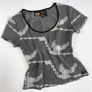 Vintage Harley Davidson Sheet Mesh Baby Tee Top